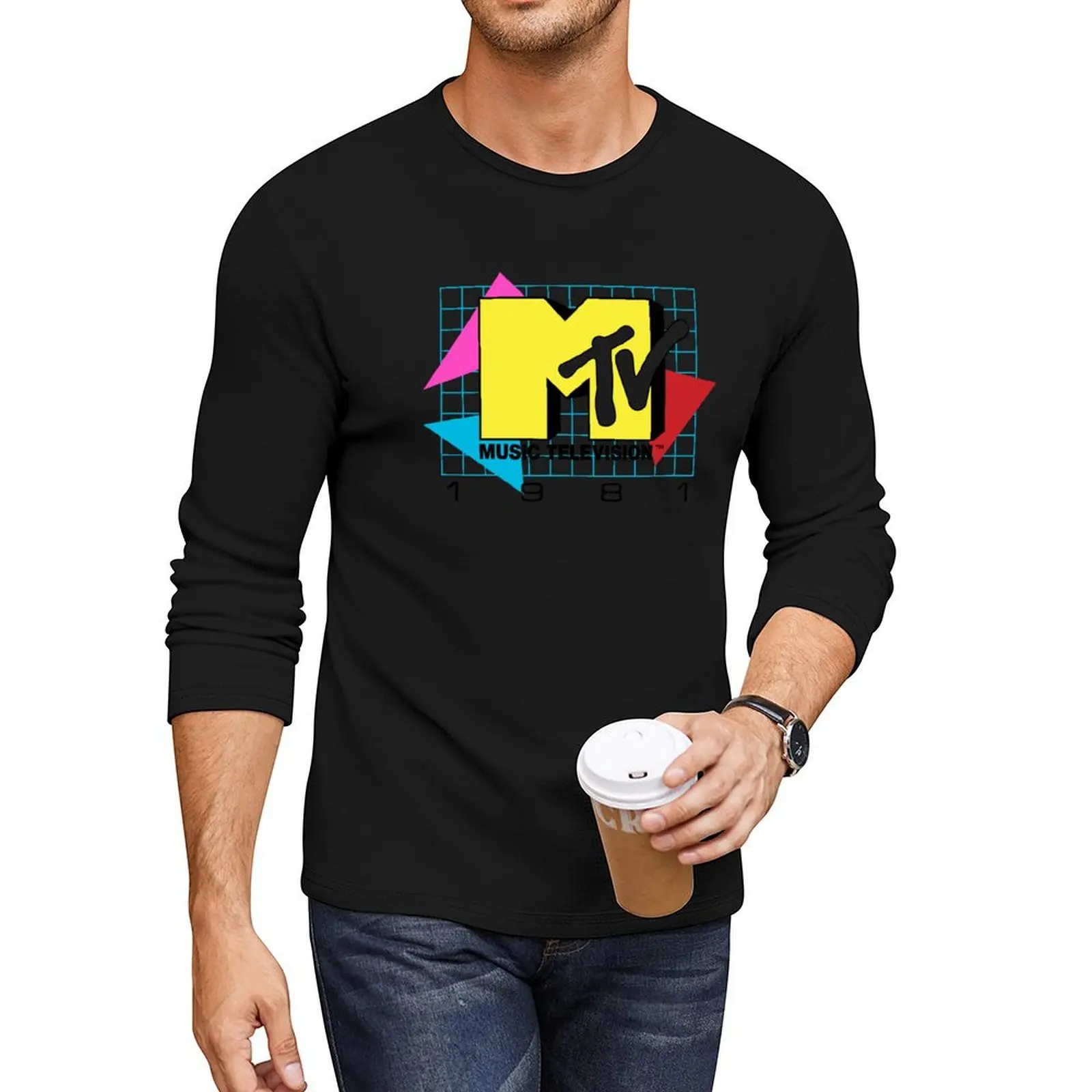 

MTV Music Television 1981 Logo Long T-Shirt aesthetic clothes designer t shirt men