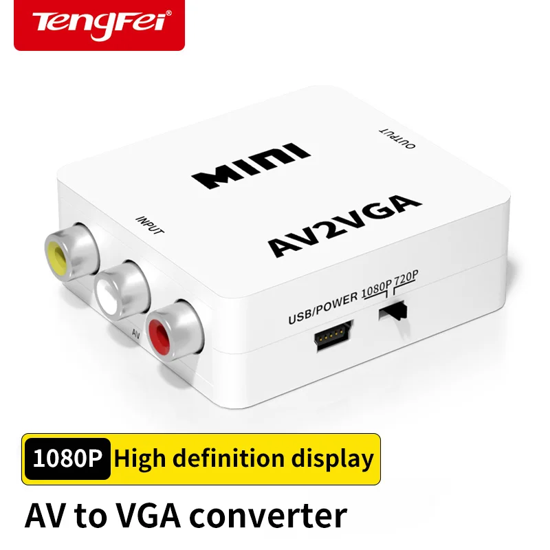 Av to Vga Converter Set-Top Box Connection Computer Monitor Watching Tv Conversion Network Box Little Overlord Game Console Conn