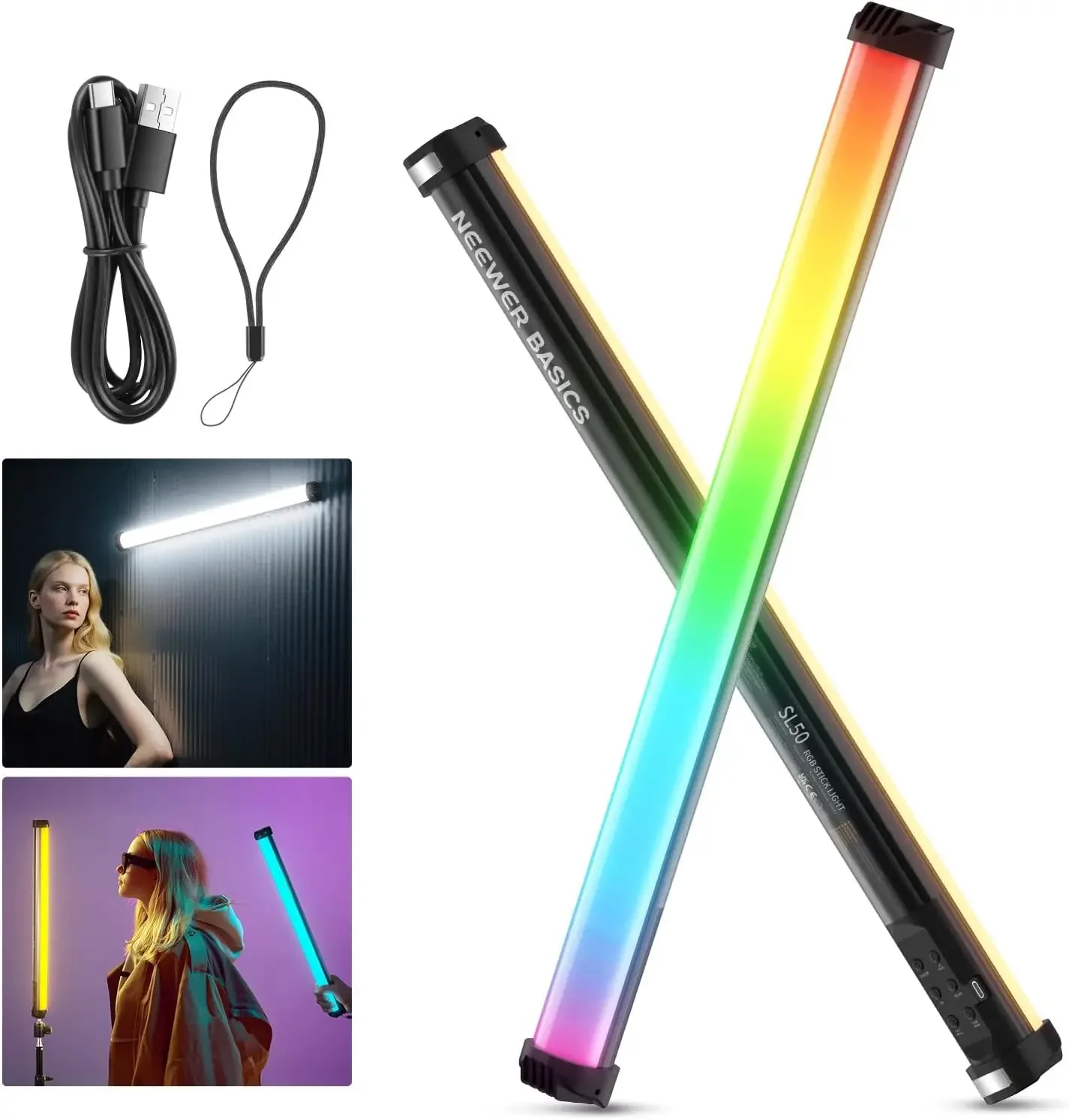NEEWER CRI95 Dimmable 14W LED Handheld Video Tube Lighting Stick with 51 RGB Modes,Basics 21