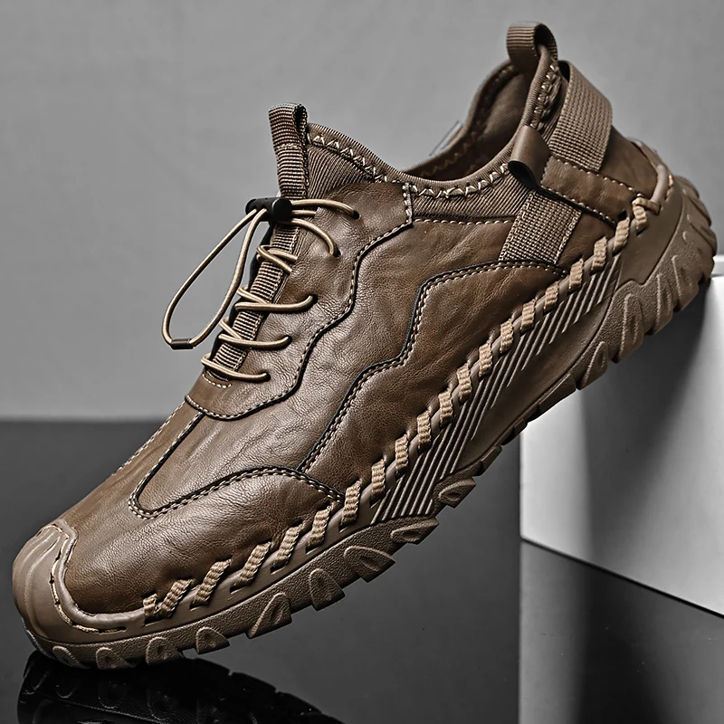 

Мужские кожаные лоферы ручной работы, модная повседневная деловая обувь в этническом стиле, удобные легкие дышащие ботинки