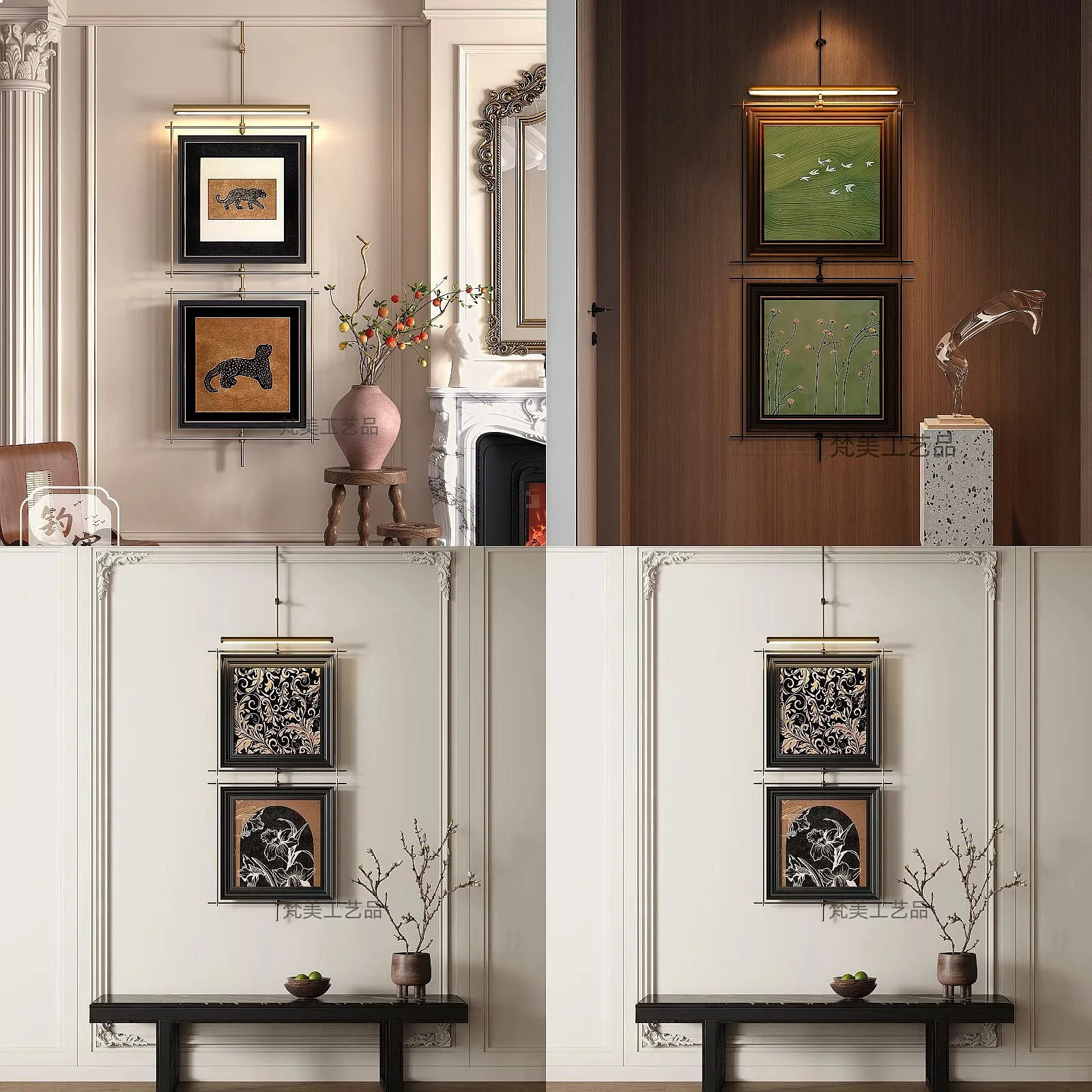 Wall Lamp with Decorative Painting, Dual Hanging Art Light, Atmosphere Fixture for Entrance