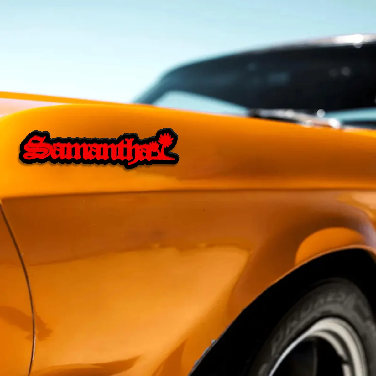 1PC Trendy Gothic Samantha Palm Tree Acrylic Letter Plate Car Sticker,  Waterproof Decal for Car Body  Decoration & DIY Gifts