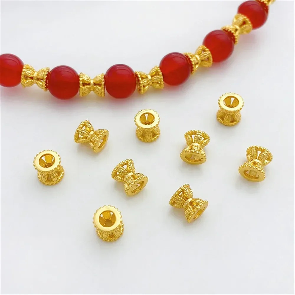 

Полый поднос для цветов в форме песочных часов из белого золота 18 карат, бусина, браслет-нитка «сделай сам», ожерелье, ювелирный материал, аксессуары