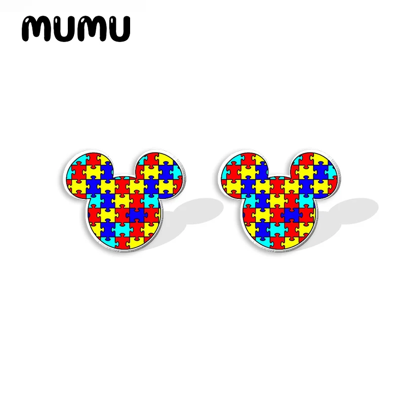 2024 New Autism Mouse Stud Earring Love Epoxy Jewelry Resin Acrylic Earrings Handmade Gifts Fans