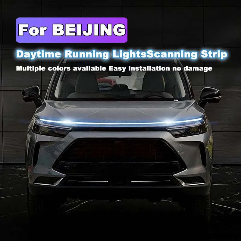 

For BEIJING D60 BJ90 U5 U7 X3 LED Daytime Running Light Scan Starting Car Hood DRL Guide Decorative Ambient Lamp 12V