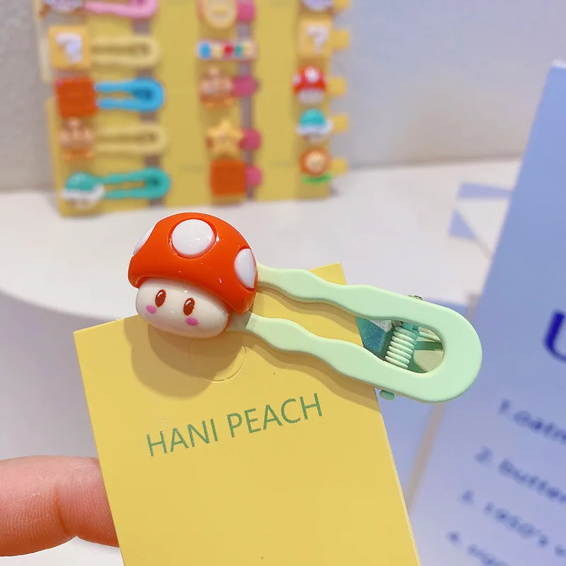 5 sztuk/zestaw Super Marios Bros Cosplay akcesoria do włosów śliczne kolorowe spinki do włosów Anime włosy księżniczki Barrette nakrycie głowy