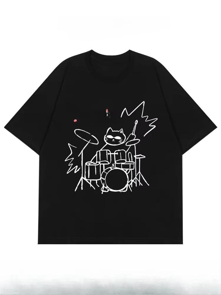 

Cute Large Size Cool T-shirt American Couple Large Size Women Loose Large Size Short Sleeve T-shirt Men Plus Fat T-shirt