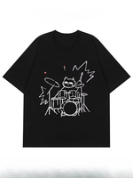 Cute Large Size Cool T-shirt American Couple Large Size Women Loose Large Size Short Sleeve T-shirt Men Plus Fat T-shirt