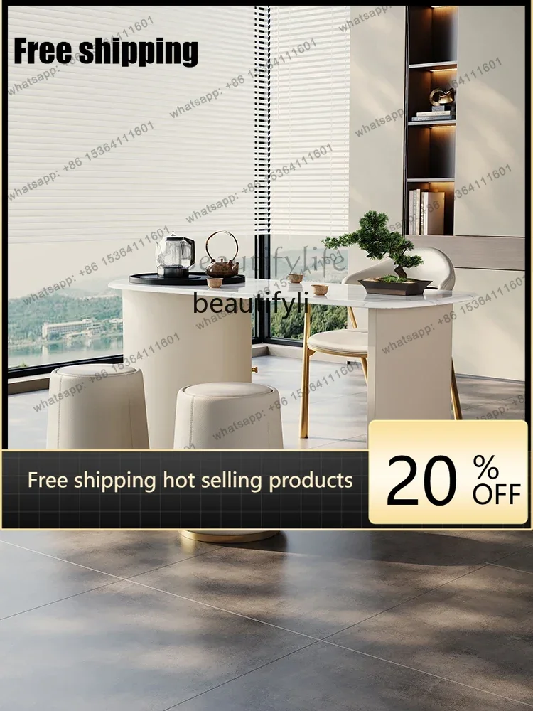 Factory CustomizationLight luxury rock slab tea table and chair combination Home office tea table Tea table Kettle integrated