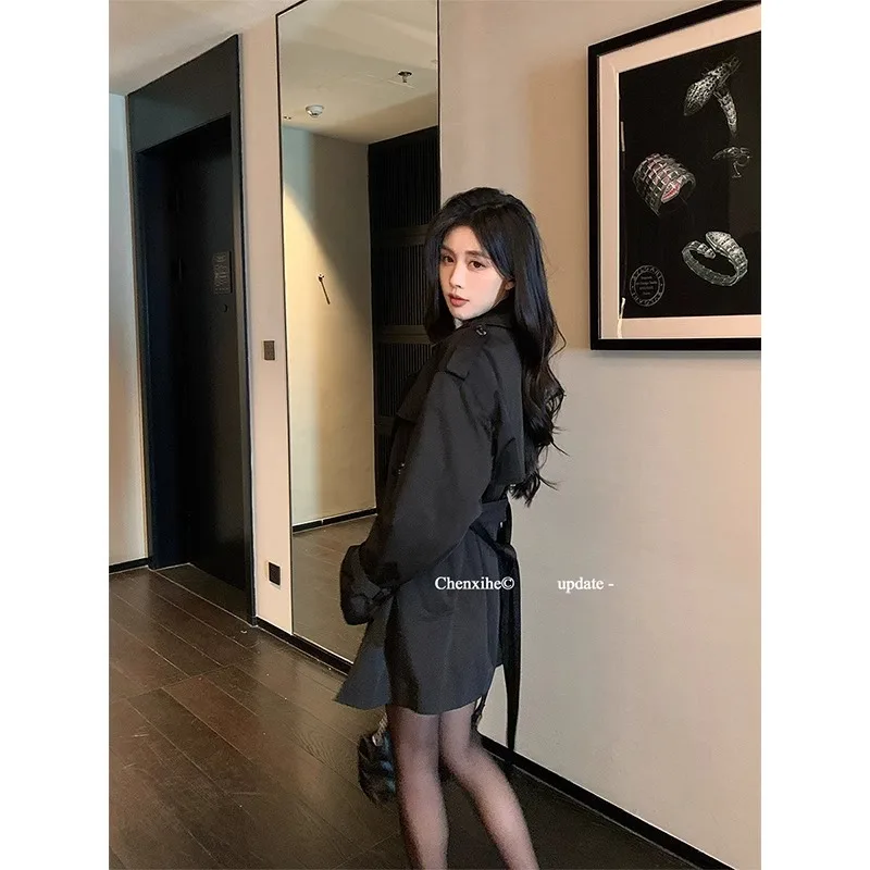 

Women'S Trench Coat Sun-Protective Full-Body Decorated Clashing Graceful Epaulet Extended Beautiful Folded All-Matching Girls