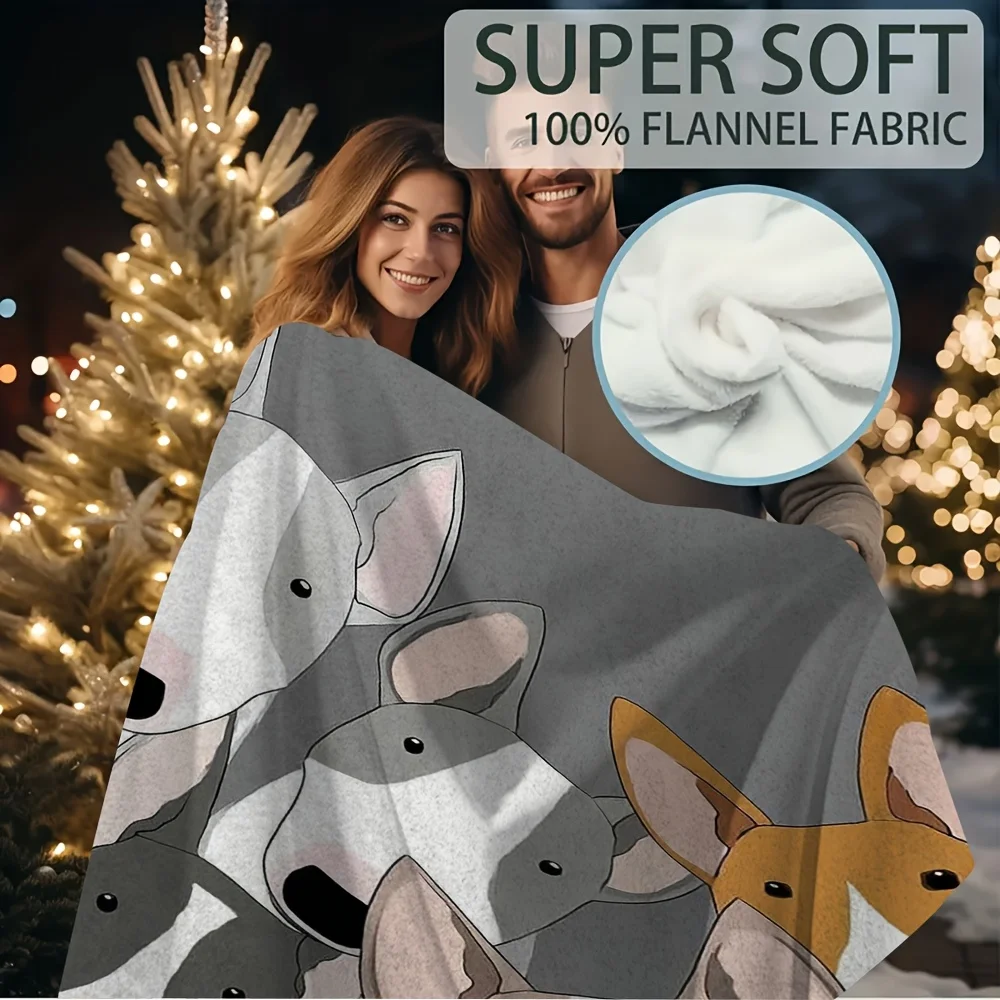 Super Soft Dog Face Print Throw Blanket Cozy Nap Lap Blanket Gift for Puppy Lovers Pet Mom Dog Owner Decor