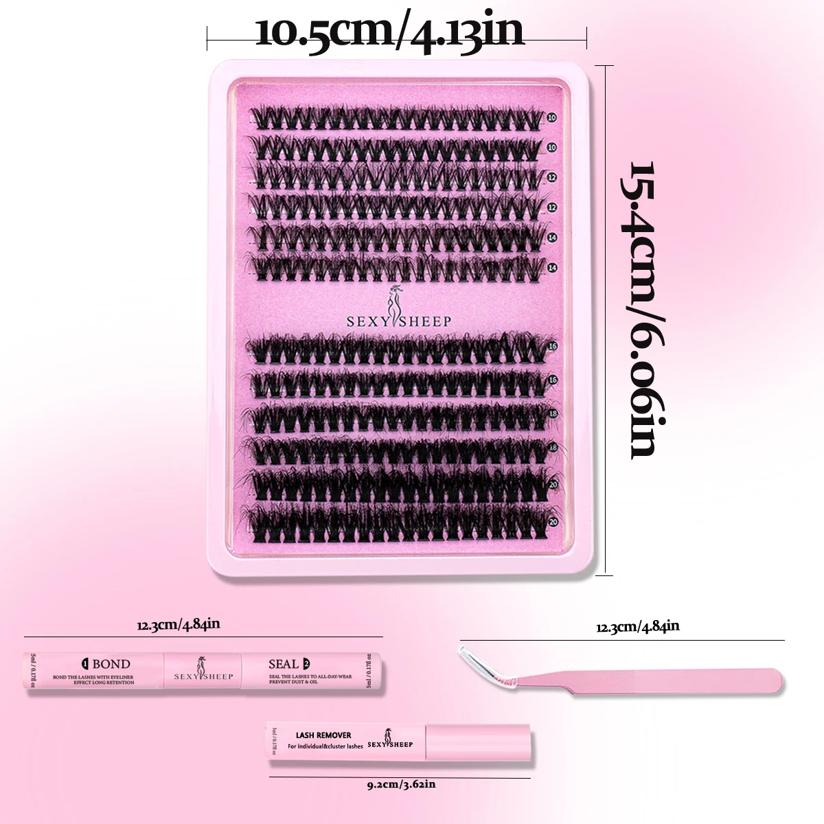 Diy clusters cílios 40d60d extensão de cílios fofos cauda de andorinha cílios segmentados cílios individuais com removedor de cola de chicote