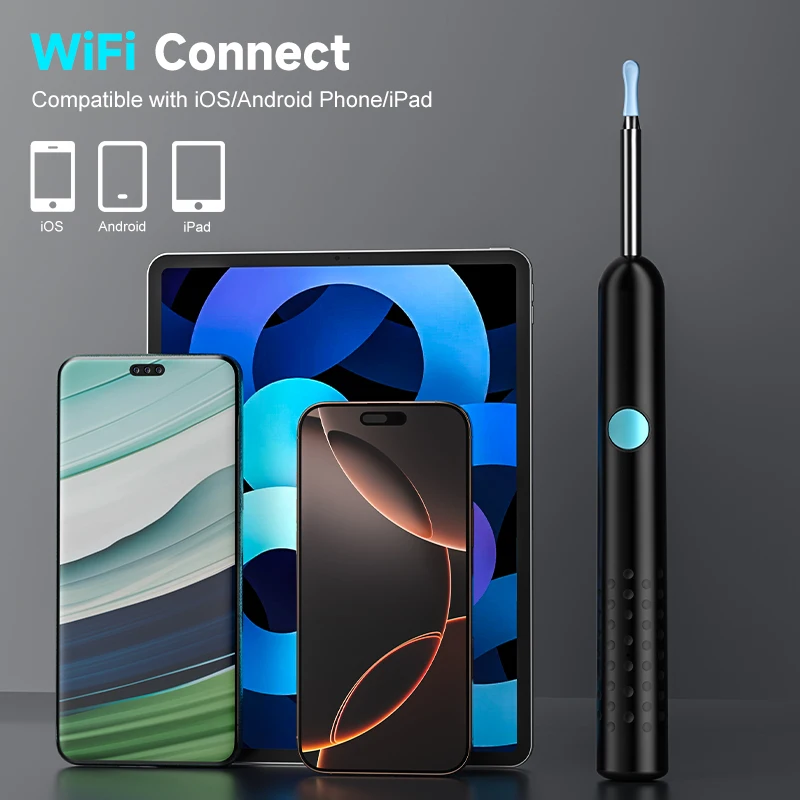 Visual Ear Camera HD1080P 4.2MM WIFI Ear Pick Waterproof 6LEDs Ear Cleaner Endoscope Digital Ear Wax Removal Tool Ear Spoon Case