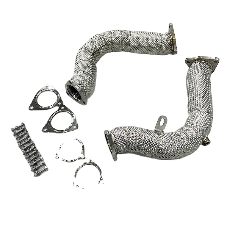 High Flow Stainless Steel Exhaust Downpipe For Audi S4 S5 B8 B8.5 3.0T Quattro JTLD Performance Down Pipe Heatshield 1.5mm Thick