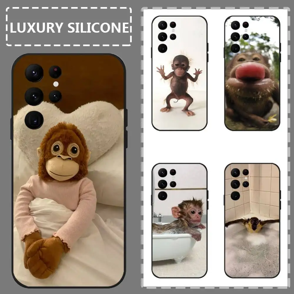 

Cute Funny Monkey Phone case For Samsung Galaxy S25 S24 S22 S23 Ultra S21 S20 Plus 5G Frosted Non-Slip Full Soft Case