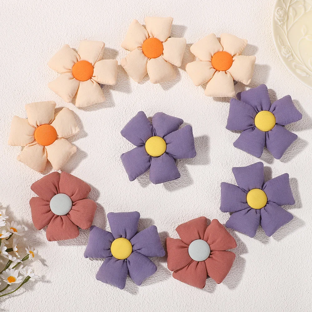 

10 шт., заколки для волос с мультяшным цветком для девочек, разные цвета, детские защитные заколки, милые головные уборы, детский подарок, аксессуары для волос