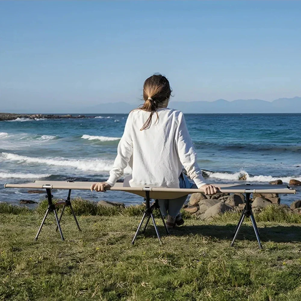 Camping Cot Outdoor Exquisite Camping Folding Bed Lightweight and Portable Safe and Stable High and Low Dual-use Folding Bed image 4
