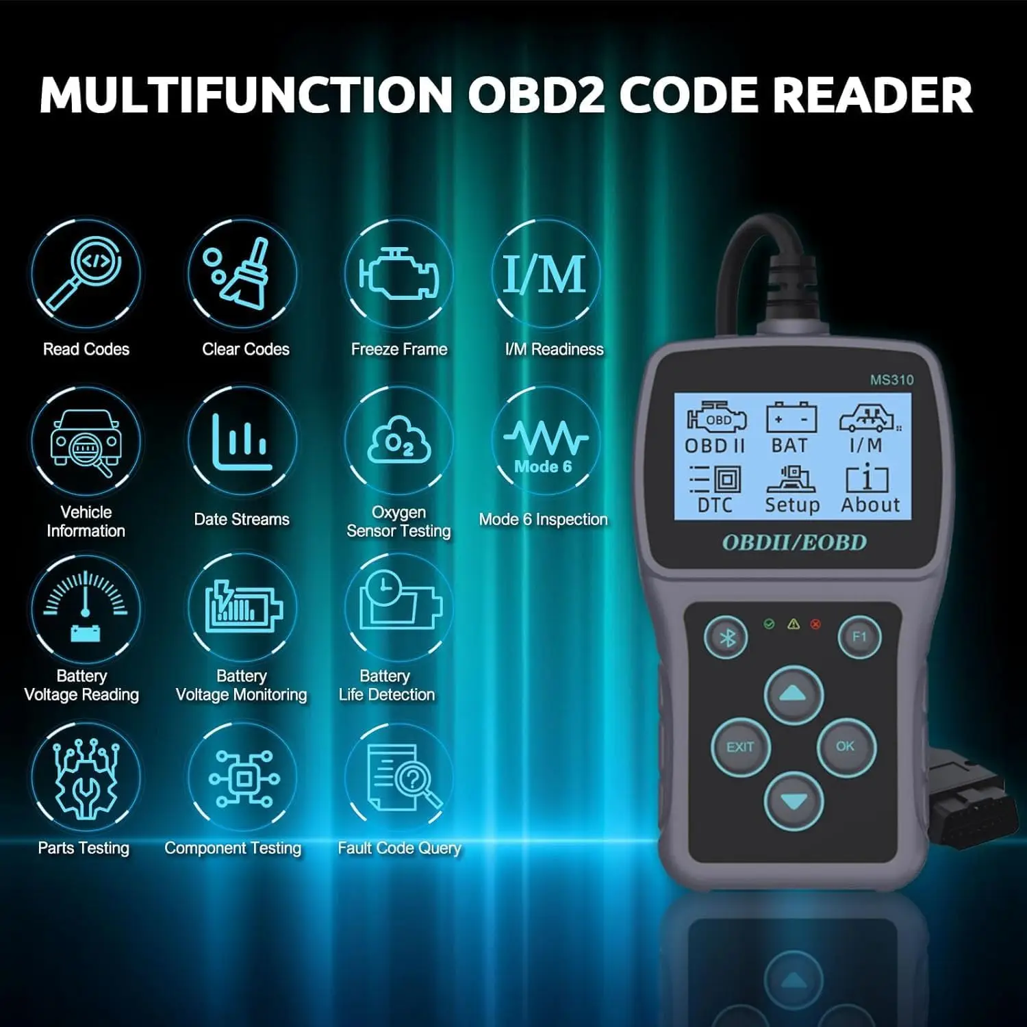 OBD2-scannertool met Bluetooth voor lichtcodelezer van automotor