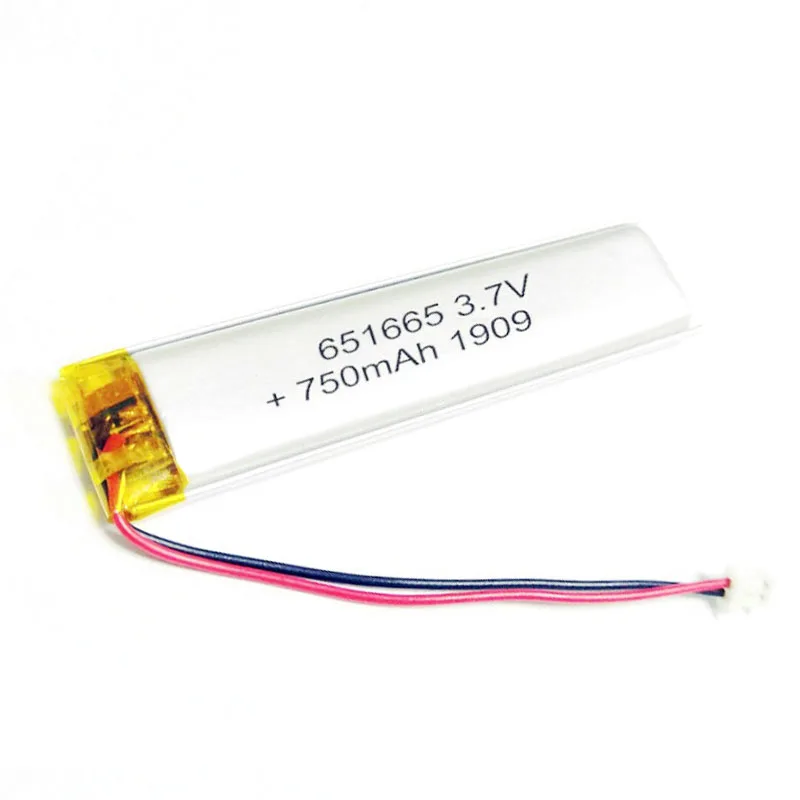 

2/5/10/20 Pcs 3.7V 750mAh 651665 Lithium Polymer Ion Battery 2.0mm JST Connector