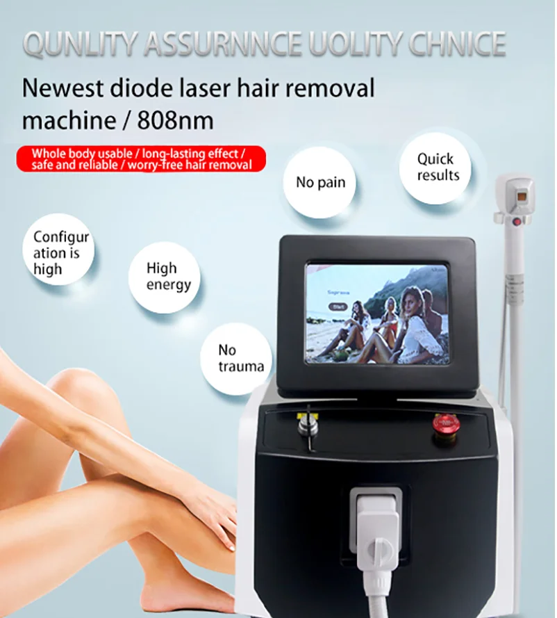 3000 W Schönheitssalon 808 nm 755 1064 Nm Eispunkt schmerzlose Diodenlaser-Haarentfernungsmaschine