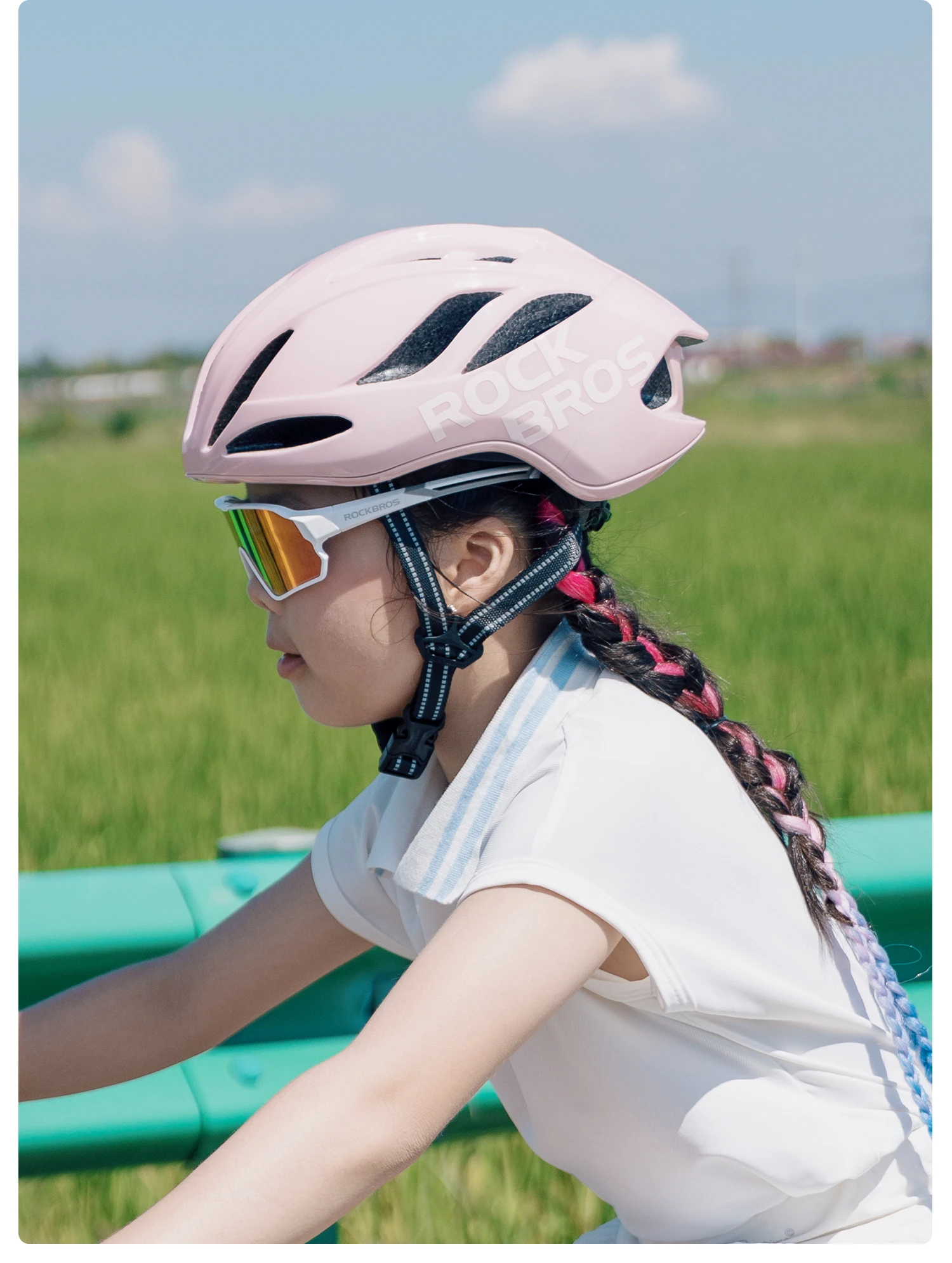 ROCKBROS Kinder-Fahrradhelm, atmungsaktiv, leicht, mit hochdichtem Schaumstoff, einteilig geformt, stoßdämpfend, Jugendhelm. – Detail 20