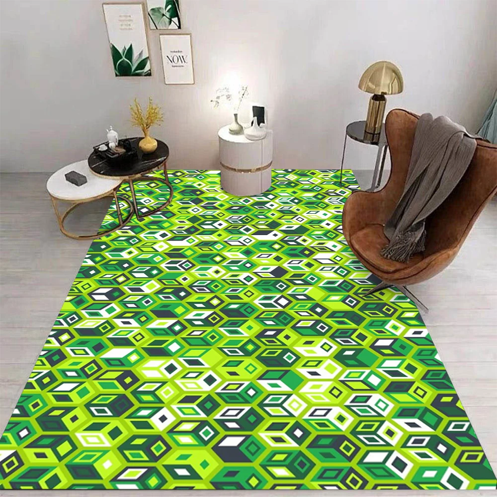 Colorful Geometric Abstract Pattern Carpet Various Styles With Blue Green Geometric Shapes And Watercolor Stripes Designs