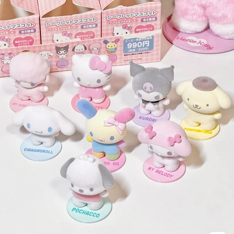 

New Original Sanrio Flocking Magnetic Doll Modeling Ornament Kitty Melody Kuromi Usahana Dopamine Plaid Anime Collection Actie