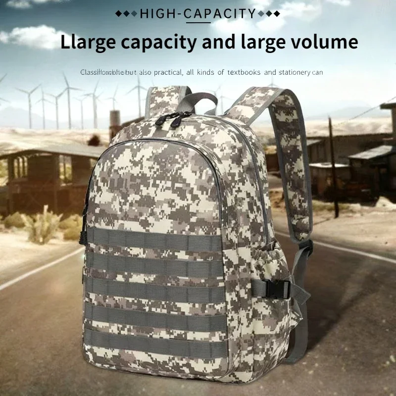 Eat Chicken Three-level Backpack 2025 New Creative Camouflage Backpack Waterproof Wear-resistant Nylon Multifunctional Schoolbag - Image 3