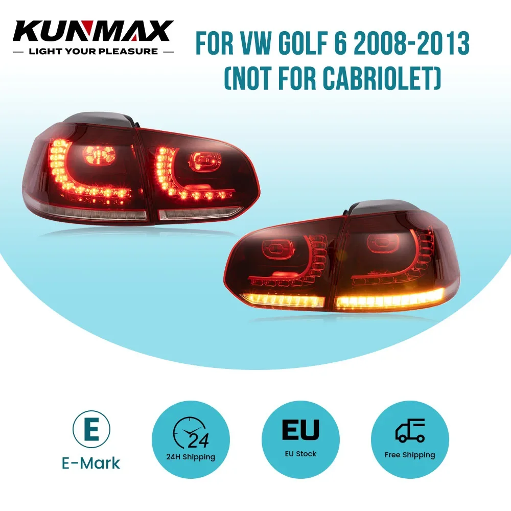 Paar LED-Rückleuchten für VW Golf 6 MK6 R20 2008 2009 2010 2011 2012 2013 Dynamischer sequenzieller Blinker Bremslicht Rückfahrleuchte Plug-and-Play Auto-Heckleuchten-Baugruppe EU-Lager Schneller