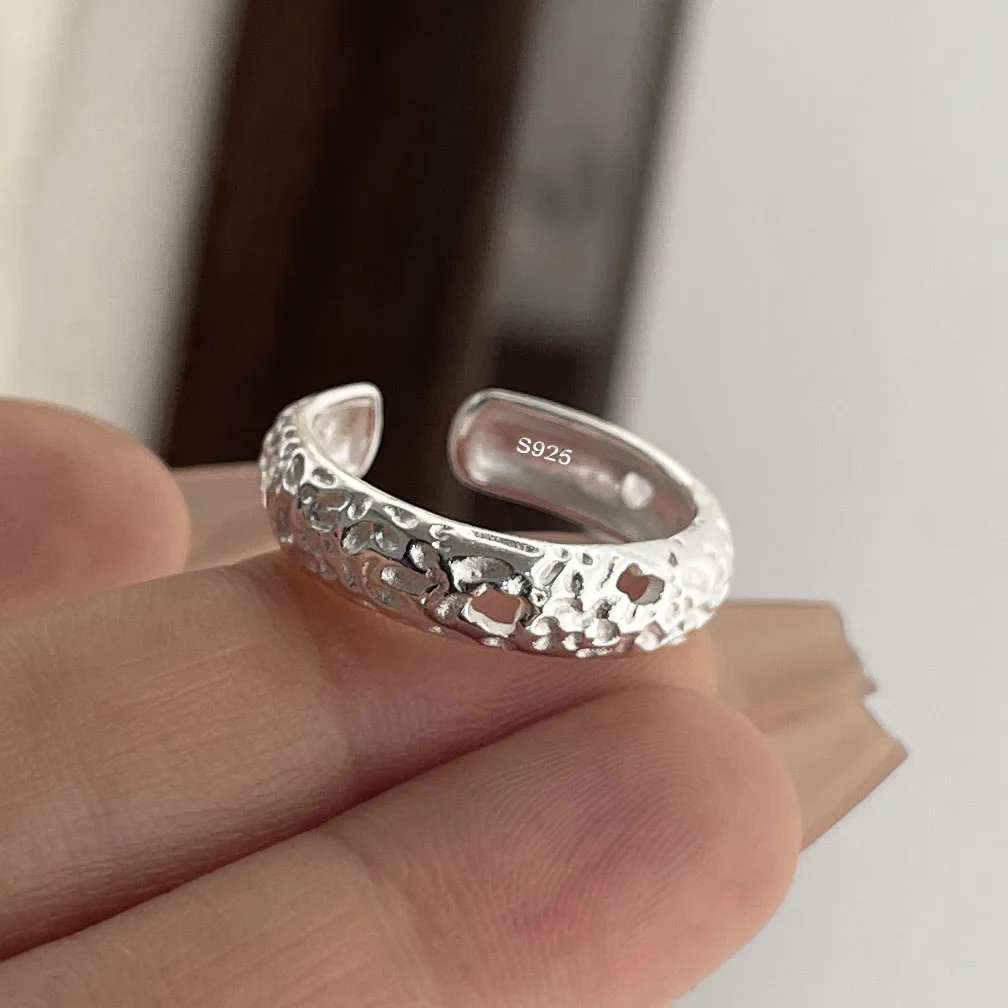 خواتم من الفضة الإسترليني عيار 925 للنساء والأزواج، خاتم ضيق بسيط مصنوع يدويًا، هدية مجوهرات راقية تمنع الحساسية #5