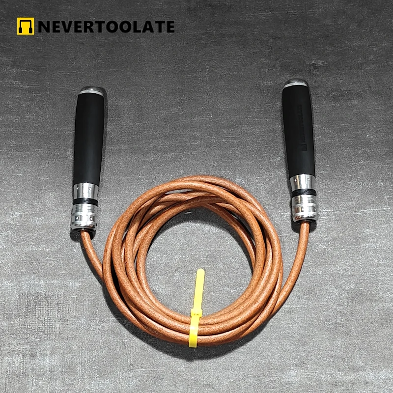 290 GRAM (0.63lbs) 9mm thick diameter Leather ROPE skip jump rope heavy ball bearing metal sponge long handle fitness skipping