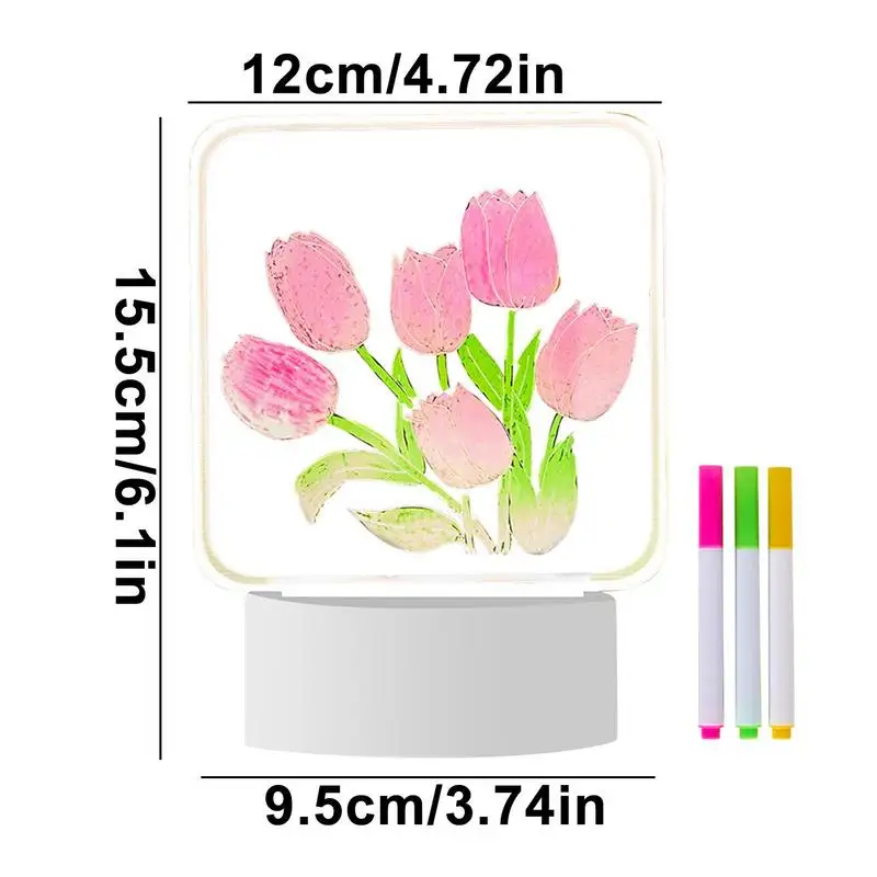 Tulip Lamp Adjustable USB Tri-Color Base Desk Lamp DIY Flower Table Lamp Tulip Desk LED Night Light For Home Bedroom Table Decor