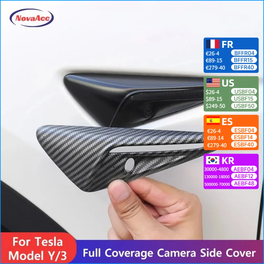 

Full Coverage Camera Side Cover For Tesla Model Y Juniper 2025 Model 3 Highland 2024 2025 ABS Anti-Scratch Car Camera Protection