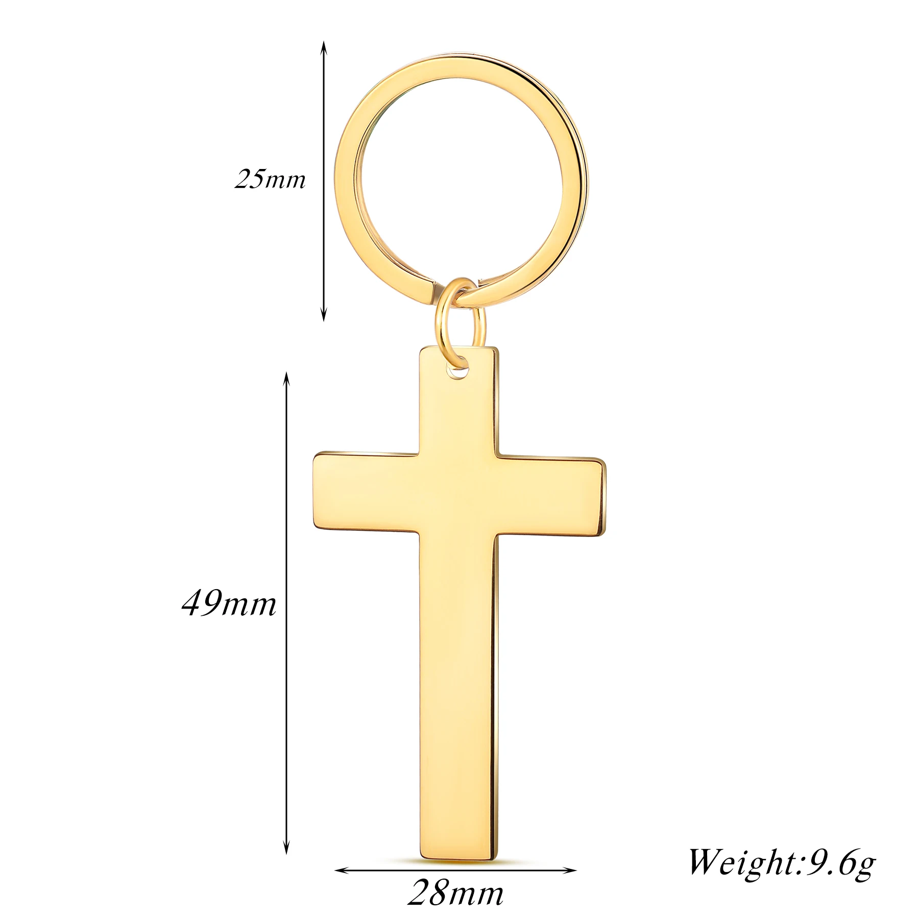 1Piece Cross Pendant Key chian Stainless Steel Your God will be with you wherever you go Jesus Christian Gift Jewelry Keyring