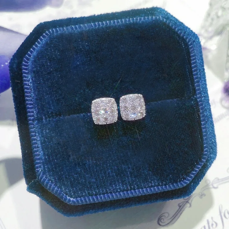 Moonso Trendy Silver Color Square-shaped Stud Earrings for Women Jewelry Wholesale Free Items Gift E8119