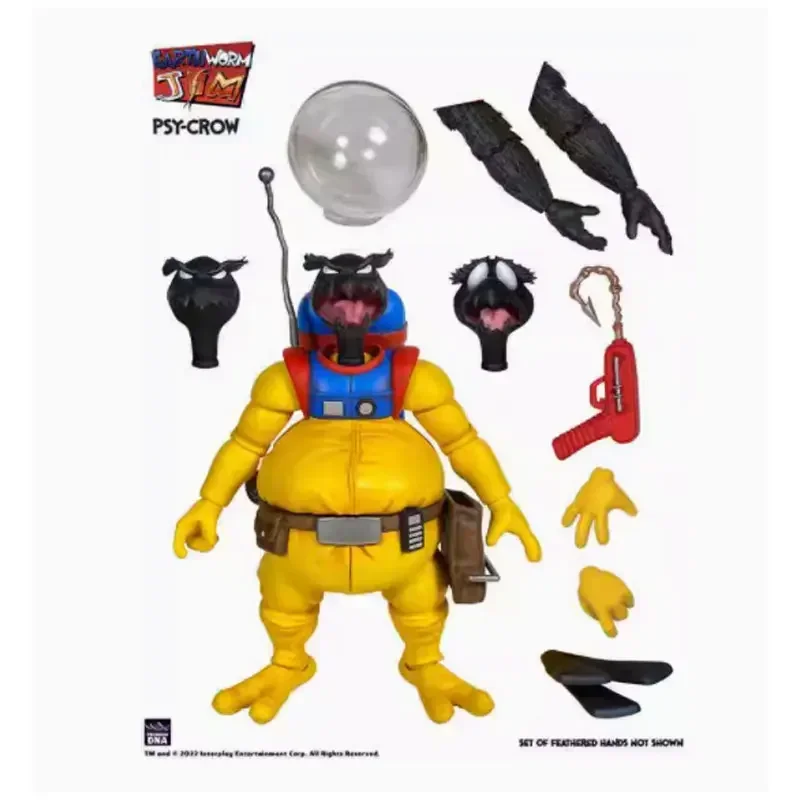 PDNA Earthworm Jim Action Figure PSY-CROW Snot Worm Body Jim Heads Bob The Killer Goldfish #4 Professor Monkey Model Toy