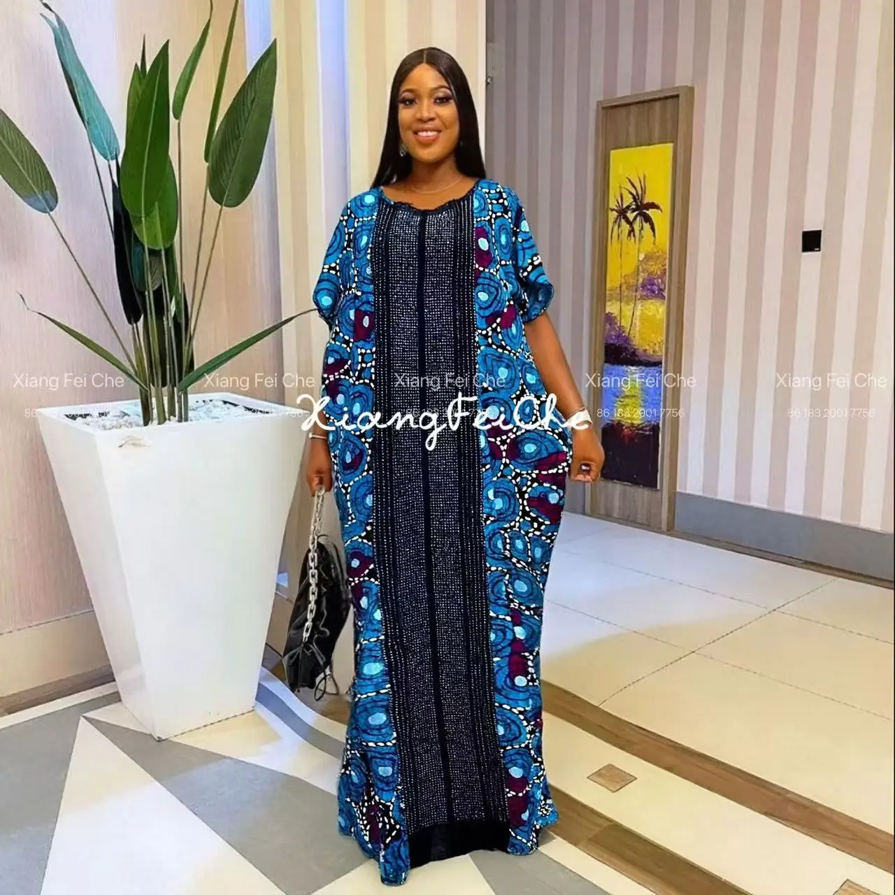 

2025 Новая мода, большой шарф с принтом тай-дай, этническое свободное дышащее женское платье из африканского хлопка с принтом