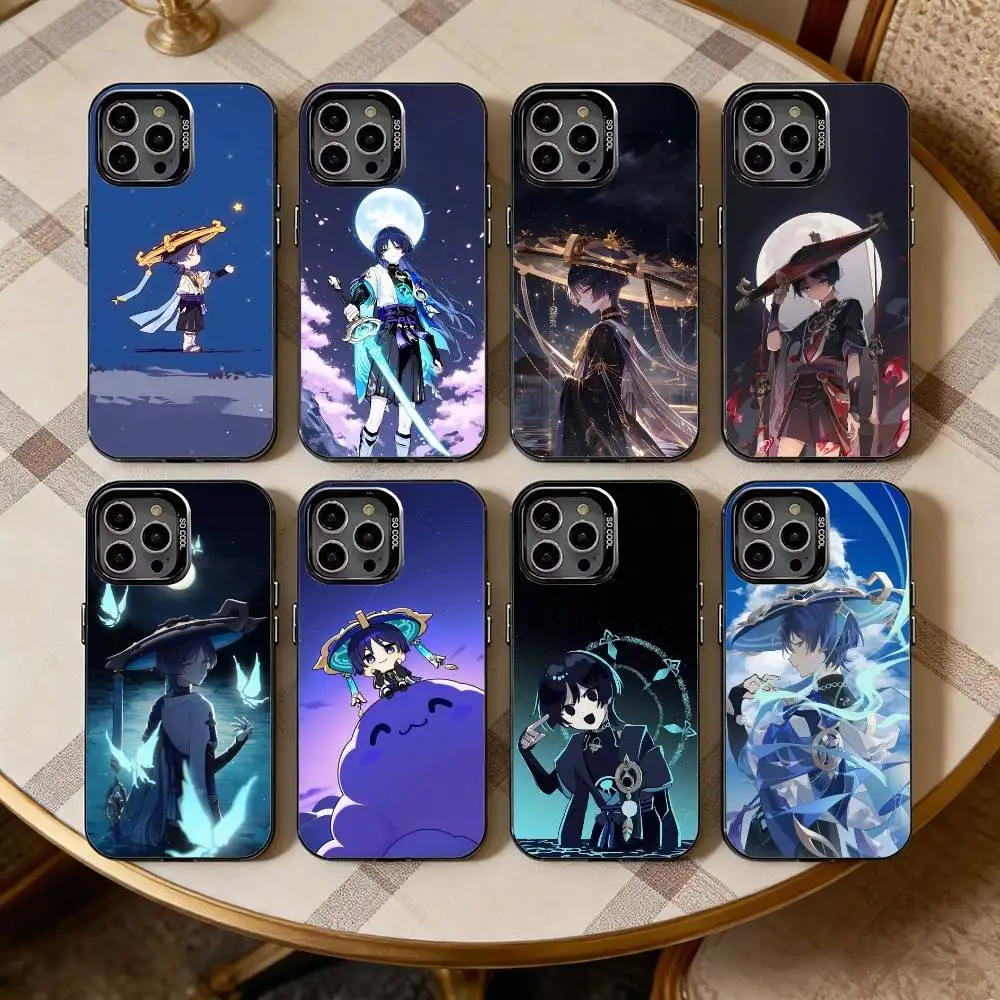 

Scaramouche Genshin Impact Phone Case For iPhone17,16,15,14,13,12,11 Plus,Pro Max Black Candy silver phone case