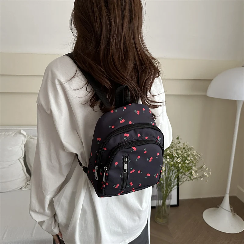 Cherry Pattern Women\'s Fashion Backpacks Students Daily Travel Small Knapsack Large Capacity Rucksack Aesthetic Ladies Schoolbag