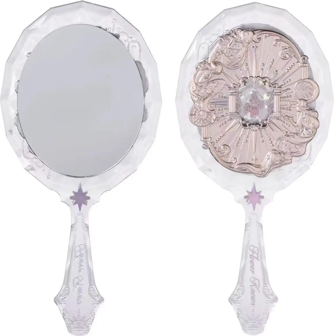 Flower Knows Little Angel Series Hand Holding Mirror 3 Types Exquisite Relief Makeup Tools