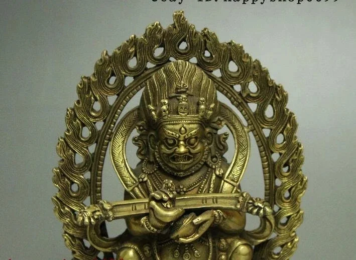 Old China Tibetan Buddhism Brass Mahakala King Kong Guardian Buddha Statue