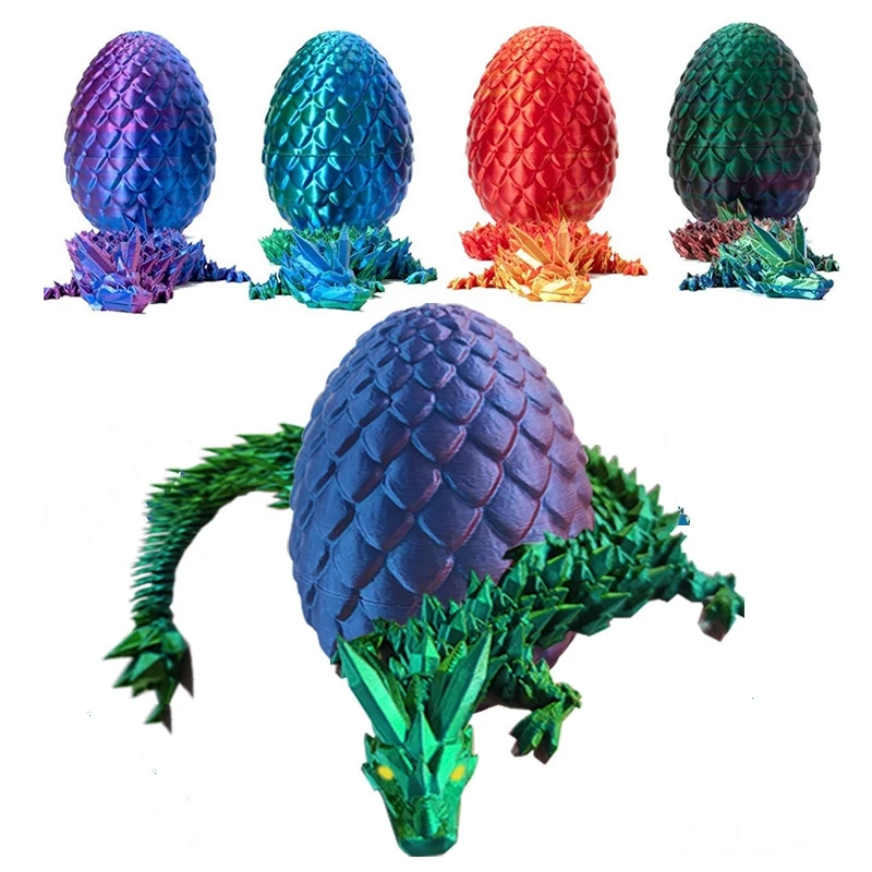 

30cm 3D Printed Dragon in 13cm Egg Crystal Dragon with Dragon Egg Fun Home Office Decor Chinese Dragon Figurine for Kids Ages 6+