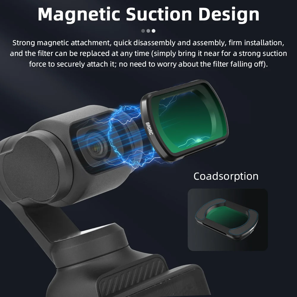 فلتر رذاذ أسود 1/4 لجيب DJI Osmo 3، ألوان جلدية ناعمة، فلتر عدسة بتصميم مغناطيسي، ملحقات كاميرا Gimbal المحمولة