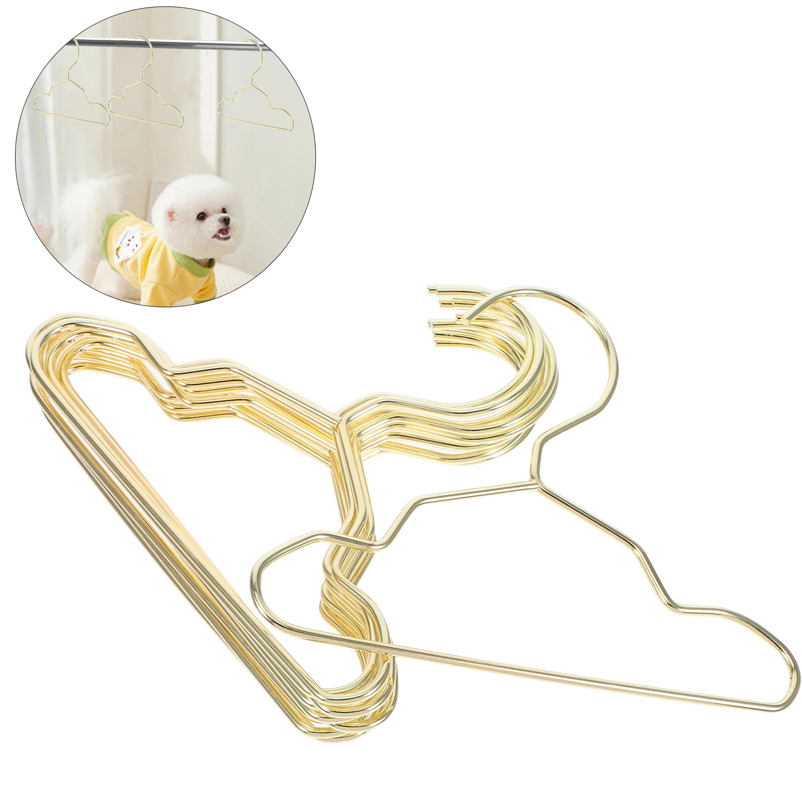 

10pcs Pet Hangers Mini Metal Clothes Hangers For Dogs Cats Windproof Anti-Slip Reusable Lightweight Portable Dog Supplies Small