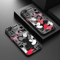 Matte Phone Case for Redmi Note 13 12 11 Pro Plus 10 9 9S 13C A1 A2 12S 11S Cover Disney Mickey Minnie Mouse Sweethearts Kiss