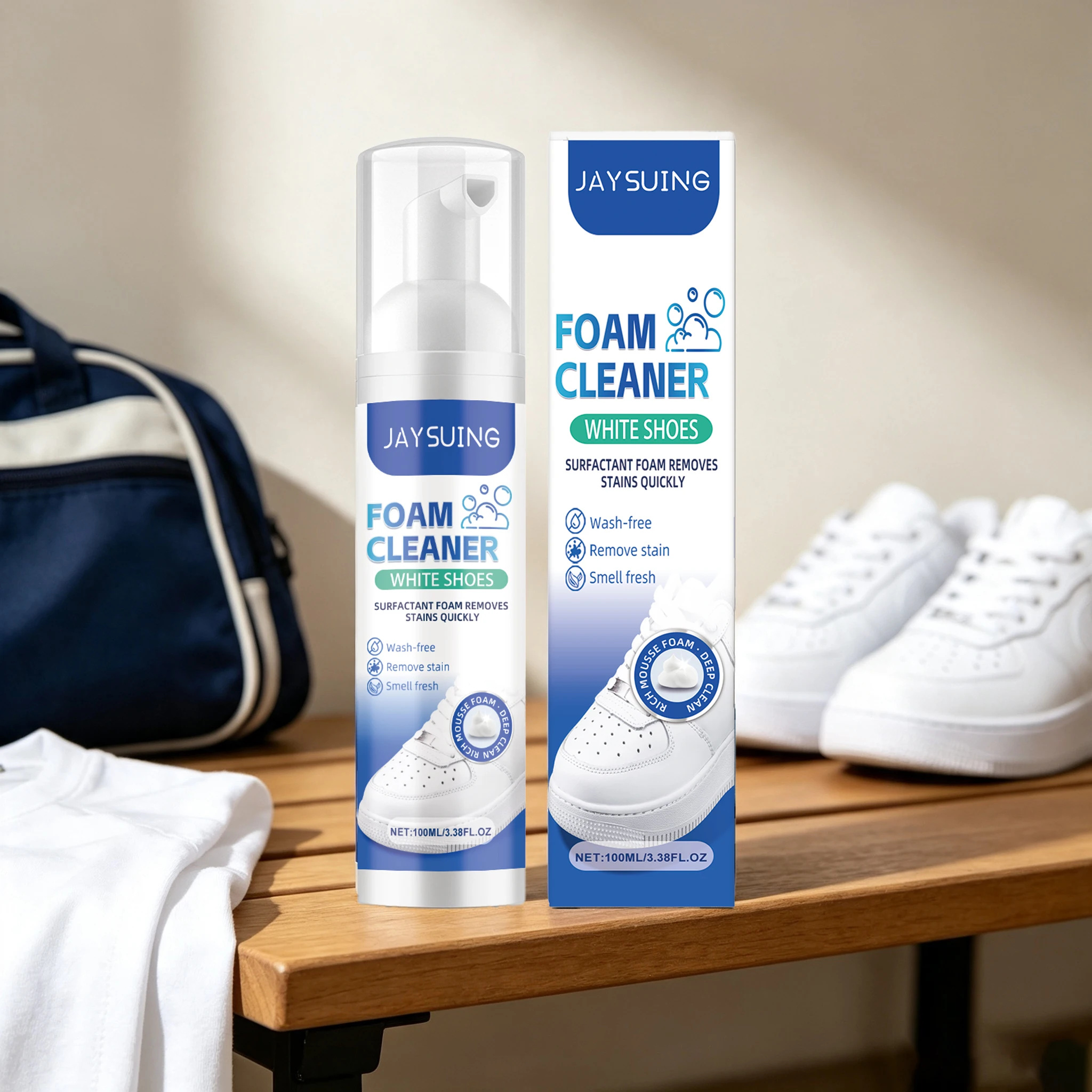 100ML White Shoe Bubble Cleaner Quickly Remove Stubborn Stain Cleaning Dirt Restoring Gloss Wash-free Whitening Sneaker Cleaner