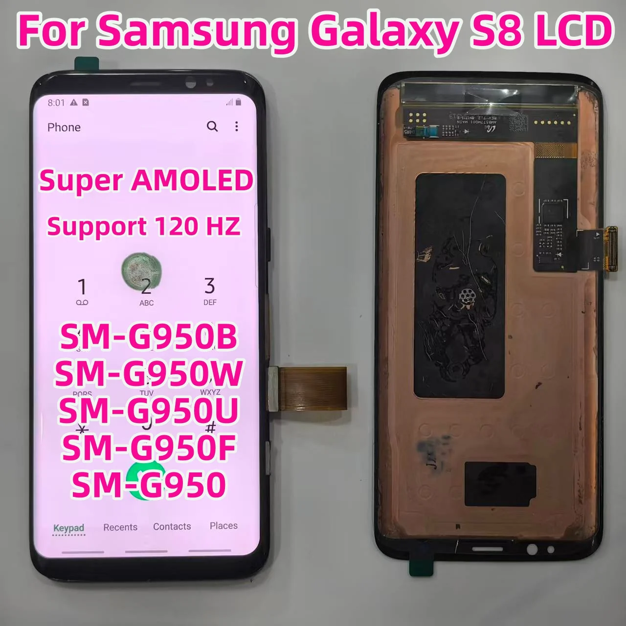 삼성 갤럭시 S8 SM-G950B SM-G950W SM-G950U SM-G950F SM-G950 슈퍼 AMOLED LCD 120HZ 디스플레이 어셈블리 스크린 교체