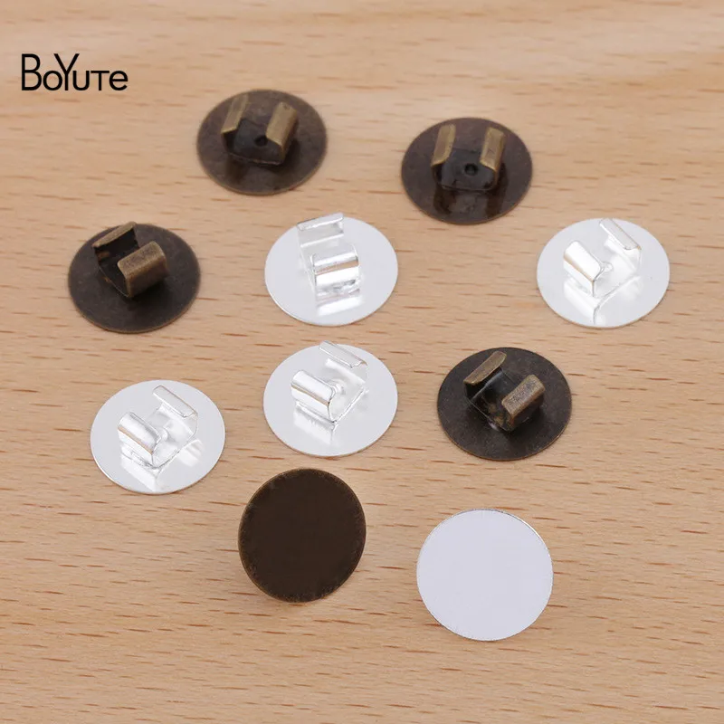 BoYuTe (50 Pieces/Lot) Metal Hair Tie Clasp with 12MM Flat Base Diy Hair Elastic Buckle Handmade Materials