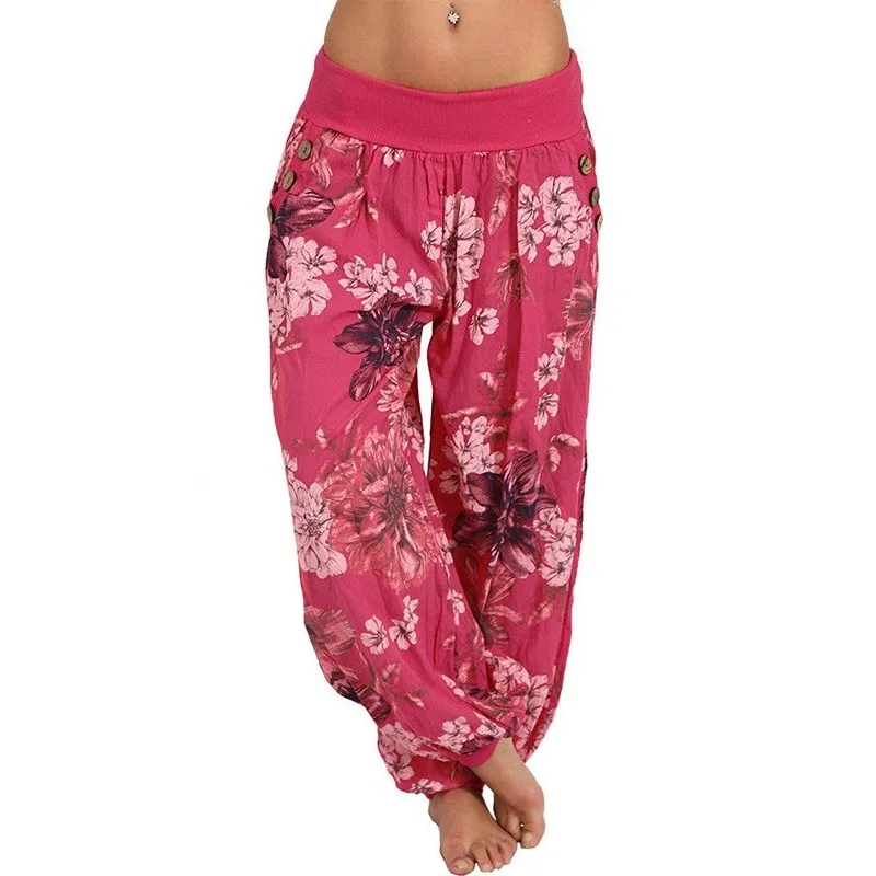 Krisnanas 11 Colors S-3xl Printed Women Pants 2025 Lazy Elastic Waist Full-length Comfort Wide-leg Pant Woman's Clothes 72819