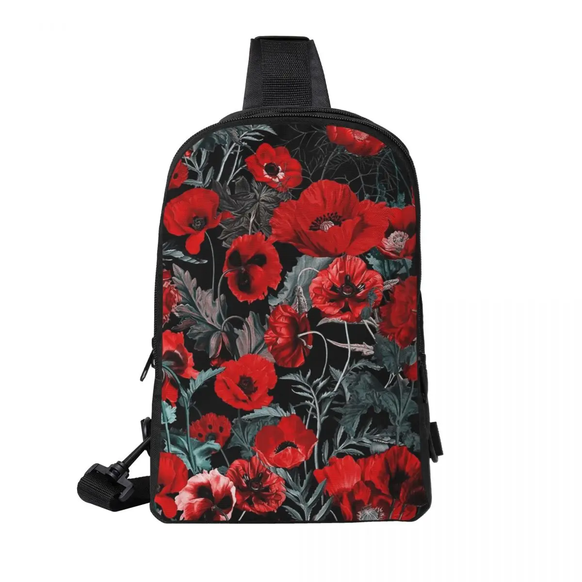 

Poppy Gard Chest Bag Men Sling Crossbody Backpack Chest Bag Travel Hiking Daypack Shoulder Bag